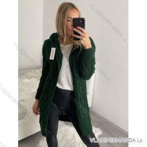 Cardigan pletený dlouhý rukáv dámský (S/M/L ONE SIZE) ITALSKÁ MÓDA IM4221044/DR