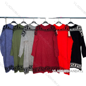 Šaty pletené dlouhý rukáv dámské nadrozměr (3XL/4XL ONE SIZE) ITALSKá MóDA IM4221071