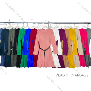 Šaty s páskem dlouhý rukáv dámské nadrozměr (3XL/4XL ONE SIZE) ITALSKá MóDA IM4221072
