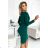 394-1 Šaty s dlouhým rukávem a zavazováním v pase - zelené