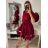 Šaty elegantní společenské dlouhý rukáv dámské (S/M ONE SIZE) ITALSKá MóDA IM322282 vínová S/M