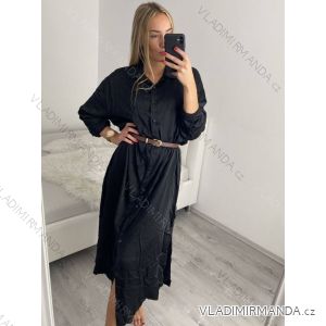 Šaty dlhé košeľové s opaskom dlhý rukáv dámske (M/L/XL ONE SIZE) TALIANSKA MÓDA IMPBR22A4895-R9/DR