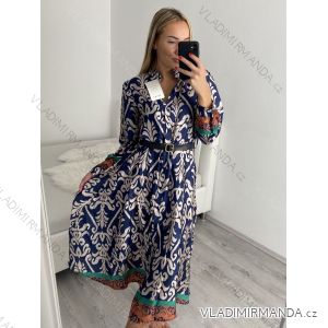 Šaty košilové s páskem dlouhý rukáv dámské (S/M ONE SIZE) ITALSKÁ MÓDA IMPBR22385100017