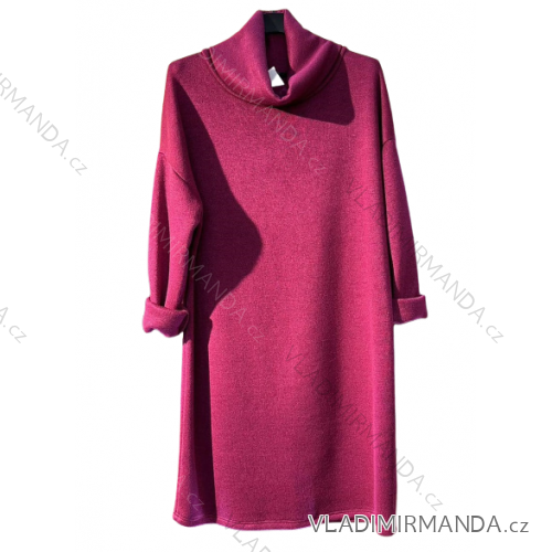 Šaty oversize teplé s rolákem dlouhý rukáv dámské (S/M ONE SIZE) ITALSKÁ MÓDA IMM22UN6830