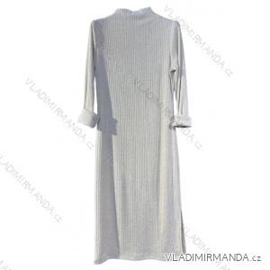 Šaty úpletové se stojáčkem dlouhý rukáv dámské (S/M ONE SIZE) ITALSKÁ MÓDA IMM22UN8369