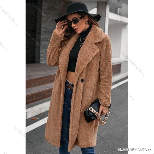 Kabát kožíšek teddy dlouhý rukáv dámský (S/M/L ONE SIZE) ITALSKÁ MÓDA IMM22FL4278