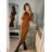 Langes Sommer-Kurzarmkleid für Damen (S / M ONE SIZE) ITALIAN FASHION IMWC222525 S/M braun
