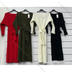 Šaty pletené dlouhý rukáv dámské (S/M ONE SIZE) ITALSKÁ MÓDA IMWA223603