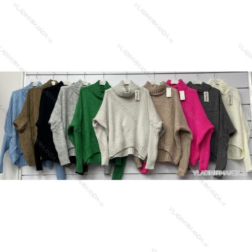 Svetr pletený s rolákem dlouhý rukáv dámské (S/M ONE SIZE) ITALSKÁ MÓDA IMWAA223623