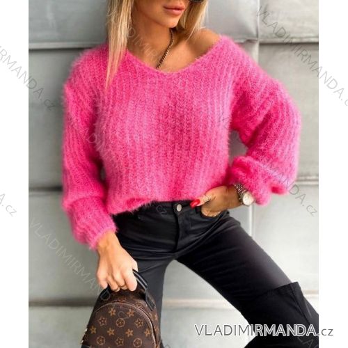 Svetr pletený dlouhý rukáv dámské (S/M ONE SIZE) ITALSKÁ MÓDA IMWAA223623