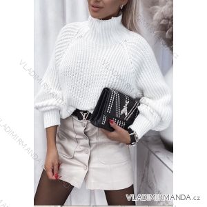 Svetr moher pletený se stojáčkem dlouhý rukáv dámské (S/M ONE SIZE) ITALSKÁ MÓDA IMWAD233311