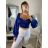 Top dlouhý rukáv saténový dámský (S/M ONE SIZE) ITALSKÁ MÓDA IMM22LS17258/DR fialová S/M
