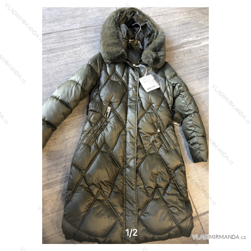 Kabát s kapucí dlouhý rukáv dámské (S-2XL) ITALSKÁ MÓDA IMPSS22P22-6655