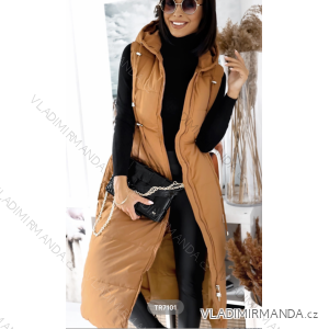 Vesta dlouhá s kapucí dlouhý rukáv dámská (S-XL) ITALSKÁ MÓDA IMPTI22TR7101