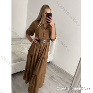 Šaty košilové dlouhý rukáv dámské (S/M ONE SIZE) ITALSKÁ MÓDA IMPBR22H1770-R7/DR