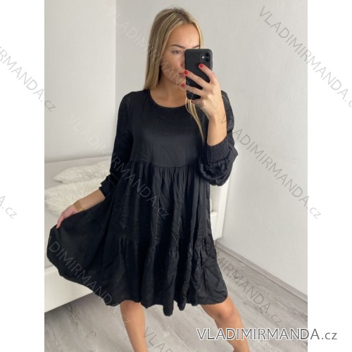 Šaty dlouhý rukáv dámské (S/M ONE SIZE) ITALSKÁ MÓDA IMPBR22A3791-R9/DR Černá S/M