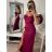 Šaty elegantní společenské na ramínka dámské (S/M ONE SIZE) ITALSKÁ MÓDA IM321608 Burgund S/M