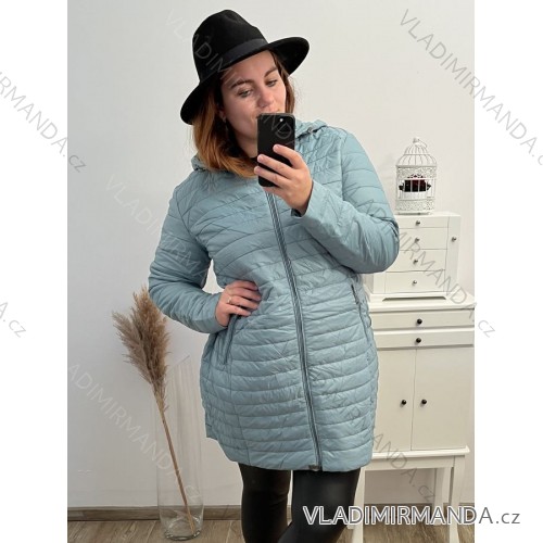 Bunda prošívaná s kapucí nadrozměr (5XL-9XL) Victoria rossi ELR22ROSSi22-10 světle modrá 5XL