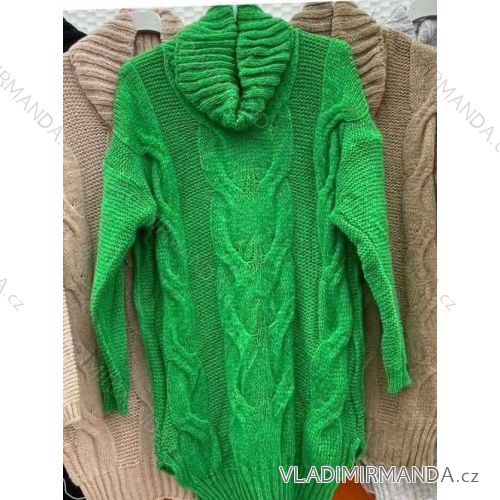 Svetr pletený prodloužený s rolákem dlouhý rukáv dámský (S/M/L ONE SIZE) ITALSKÁ MÓDA IMWC223674