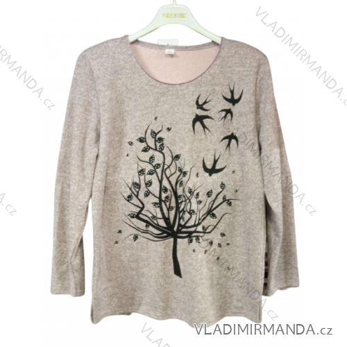 Blúzka tunika dlhý rukáv dámska nadrozmerná (l-4XL) L.G.M. POĽSKÁ MÓDA LGM22BIRD