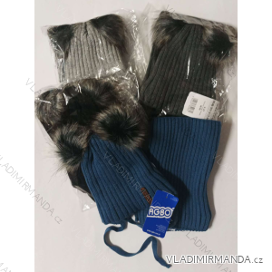 Souprava zimní pletená čepice a nákrčník dětská chlapecká (4-9 LET) POLSKÁ VÝROBA PV322HERO