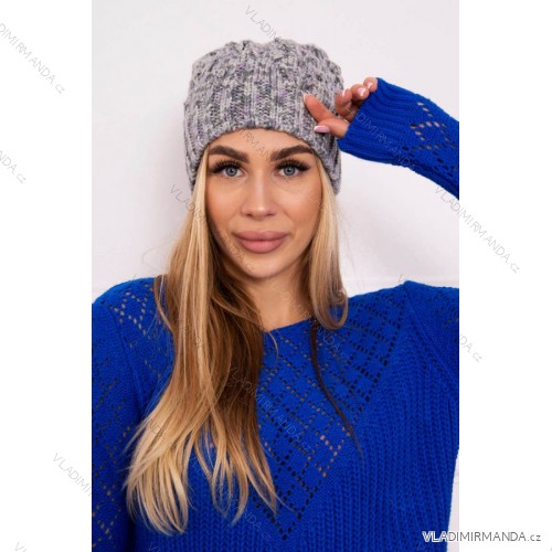 Mütze mit Fleece Roksana K209 grau + lila
