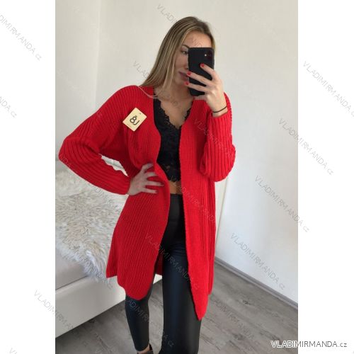 Cardigan pletený dlouhý rukáv dámský (S/M/L ONE SIZE) ITALSKÁ MÓDA IM4211865/DR M/L starorůžová
