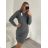 Damen Gestricktes Langarmkleid (L/XL ONE SIZE) ITALIAN FASHION IMD211019 M / L schwarz