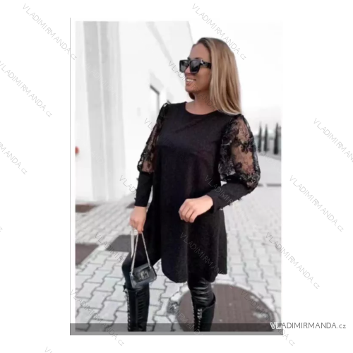Šaty elegantný dlhý rukáv dámske (S/M ONE SIZE) TALIANSKA MÓDA IMPLI2220582lurex