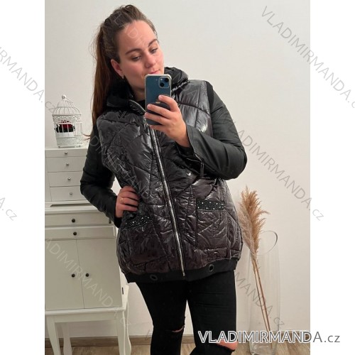 Damen Kapuzenweste (XL / 2XL ONE SIZE) ITALIAN FASHION IMLI21022 2XL Schwarz