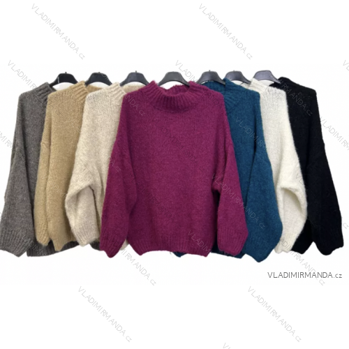 Svetr úpletový dlouhý rukáv dámský (S/M ONE SIZE) ITALSKÁ MÓDA IMP22003000070