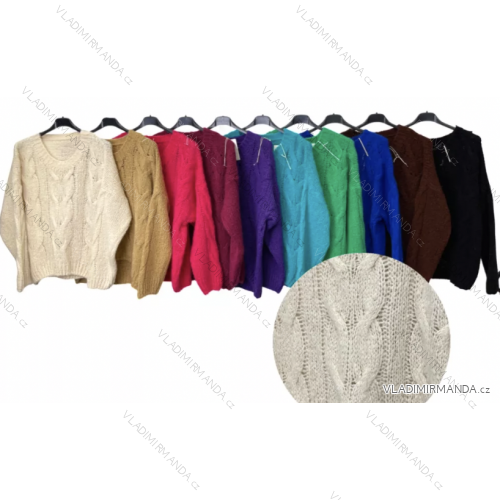 Svetr úpletový dlouhý rukáv dámský (S/M ONE SIZE) ITALSKÁ MÓDA IMP22003000070