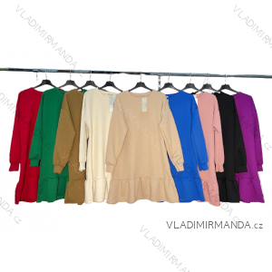 Šaty mikinové s kapucí dlouhý rukáv dámské nadrozměr (L/XL ONE SIZE) ITALSKá MóDA IM4221080
