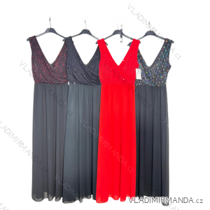 Šaty dlouhé elegantní společenské na široká ramínka dámské (S/M ONE SIZE) ITALSKá MóDA IM4221092