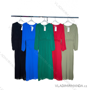 Šaty elegantní dlouhé dlouhý rukáv dámské (S/M ONE SIZE) ITALSKÁ MÓDA IM4221091