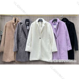 Kabát teddy dlouhý rukáv dámský (S/M ONE SIZE) ITALSKÁ MÓDA IMWL22043