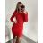 Šaty košilové dlouhý rukáv dámské (S/M ONE SIZE) ITALSKÁ MÓDA IMWB22192 S/M rot
