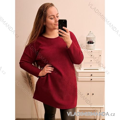 Šaty teplé dlouhý rukáv dámské nadrozměr (3XL/4XL ONE SIZE) ITALSKá MóDA IM422NEAPOL