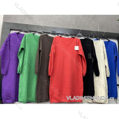 Šaty dlouhý rukáv dámské nadrozměr (XL/2XL ONE SIZE) ITALSKÁ MÓDA IMWC223850