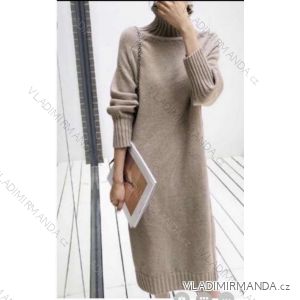 Šaty pletené s rolákom dlhý rukáv dámske (S/M ONE SIZE) TALIANSKA MÓDA IMWB223903