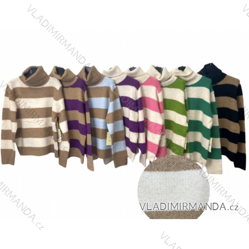 Svetr úpletový dlouhý rukáv dámský (S/M ONE SIZE) ITALSKÁ MÓDA IMP22003000070