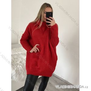 Svetr prodloužený oversize s rolákem dlouhý rukáv dámské (XL/2XL ONE SIZE) ITALSKÁ MÓDA IMWG218508/DR