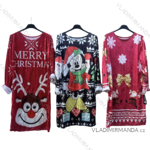Šaty vánoční dlouhý rukáv dámské (S/M ONE SIZE) ITALSKÁ MÓDA IMD22977