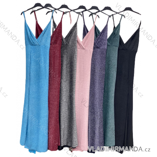 Šaty dlhé elegantné trblietavé na ramienka dámske (S/M ONE SIZE) TALIANSKA MÓDA IMC22926
