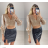 Top croptop třpytivý s flitry dlouhý rukáv dámský (S/M ONE SIZE) ITALSKÁ MÓDA IMPBB22O5200