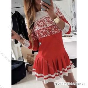 Šaty vánoční dlouhý rukáv dámské (S/M ONE SIZE) ITALSKÁ MÓDA IMWB22372