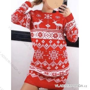 Šaty pletené vánoční dlouhý rukáv dámské (S/M ONE SIZE) ITALSKÁ MÓDA IMWB22374