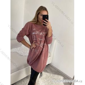 Šaty sametové teplé dlouhý rukáv dámské nadrozměr (L/XL/2XL ONE SIZE) ITALSKÁ MÓDA IM322652