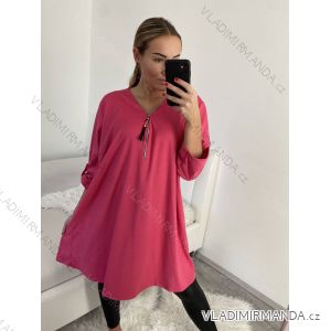 Šaty sametové se zipem dlouhý rukáv dámské nadrozměr (XL/2XL/3XL ONE SIZE) ITALSKá MóDA IM4221270/DR