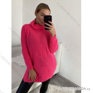 Svetr pletený prodloužený s rolákem dlouhý rukáv dámský (L/XL ONE SIZE) ITALSKÁ MÓDA IM4221277
